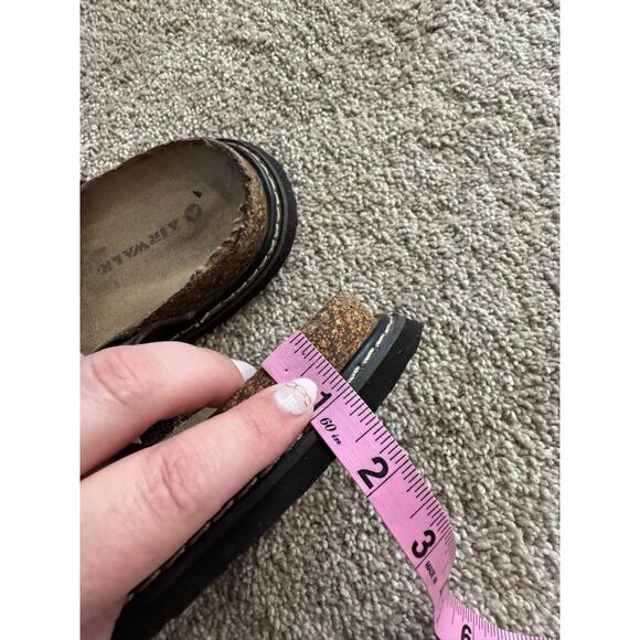 Airwalk Double Strap Brown Leather Sandals w/ Buckles Men's Size 7 Cork Footbed - Picture 6 of 11